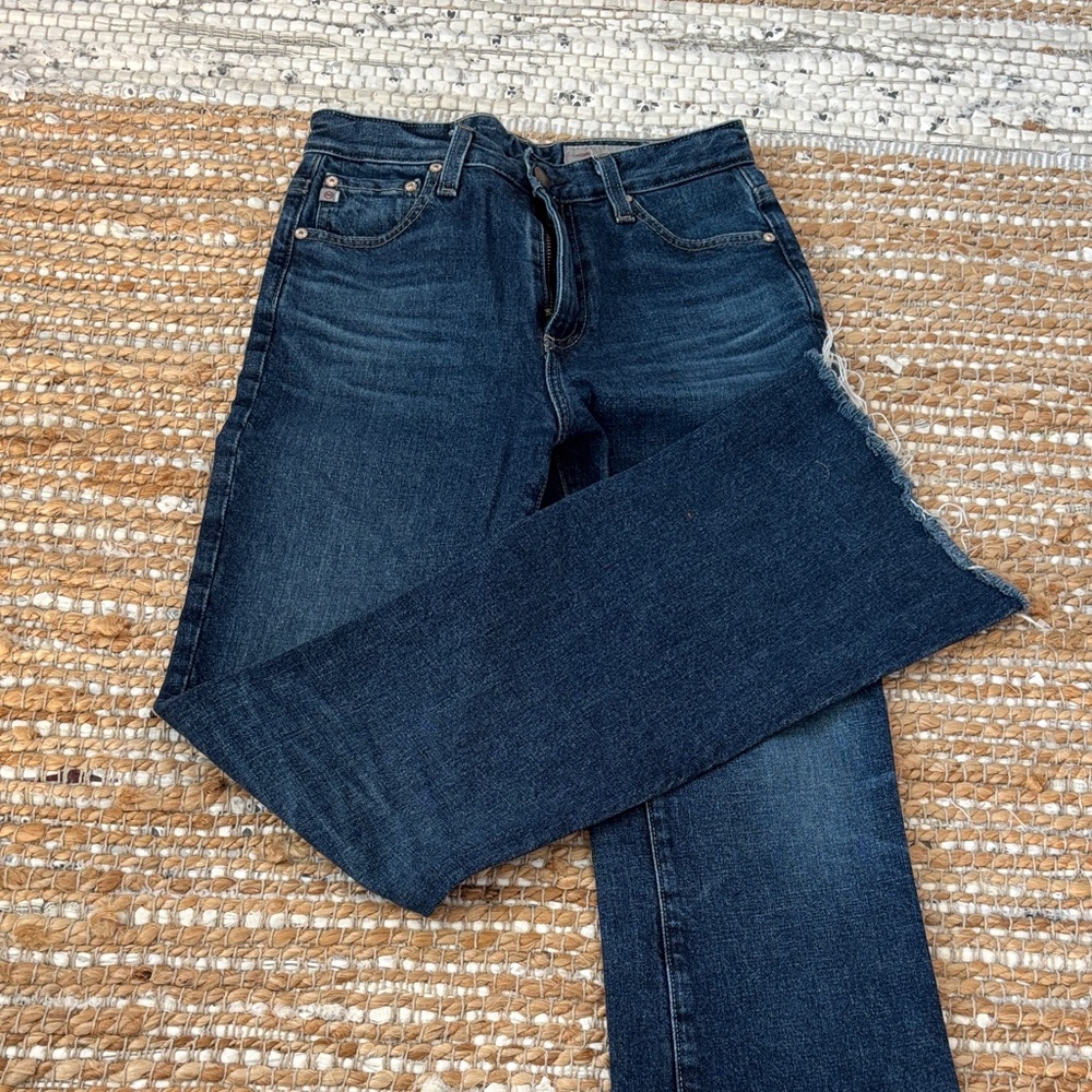 AG Adriano Goldschmied Dark Blue Straight Leg Jeans